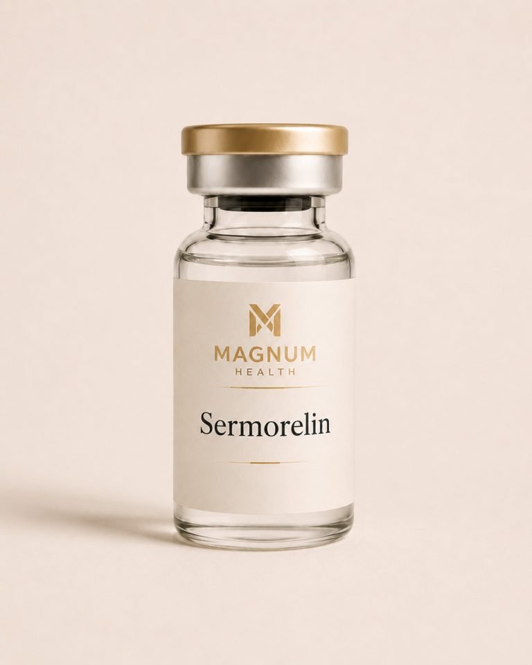 Magnum Telehealth sermorelin vial for provider-guided recovery, sleep and healthy growth hormone support.